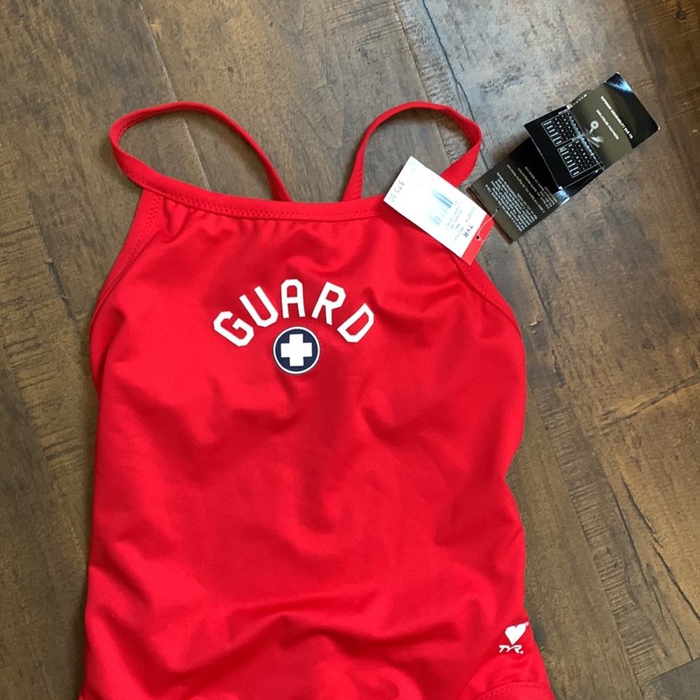 TYR NWT Guard Rev Diamondback Red/Navy Small One Piece Swimsuit Swim Durafast - Picture 4 of 10